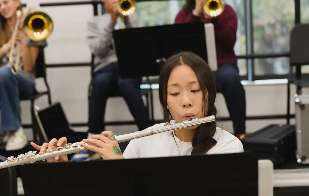 Student playing flute