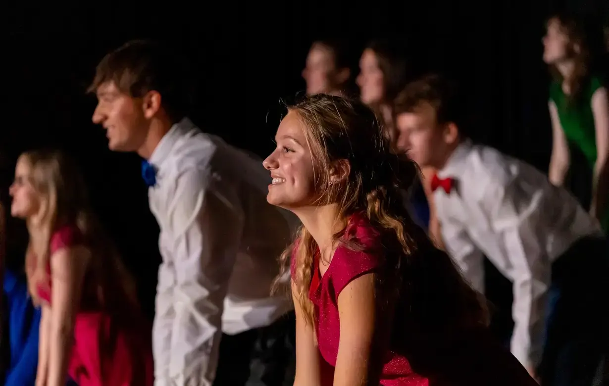 Upper school student in theatre performance