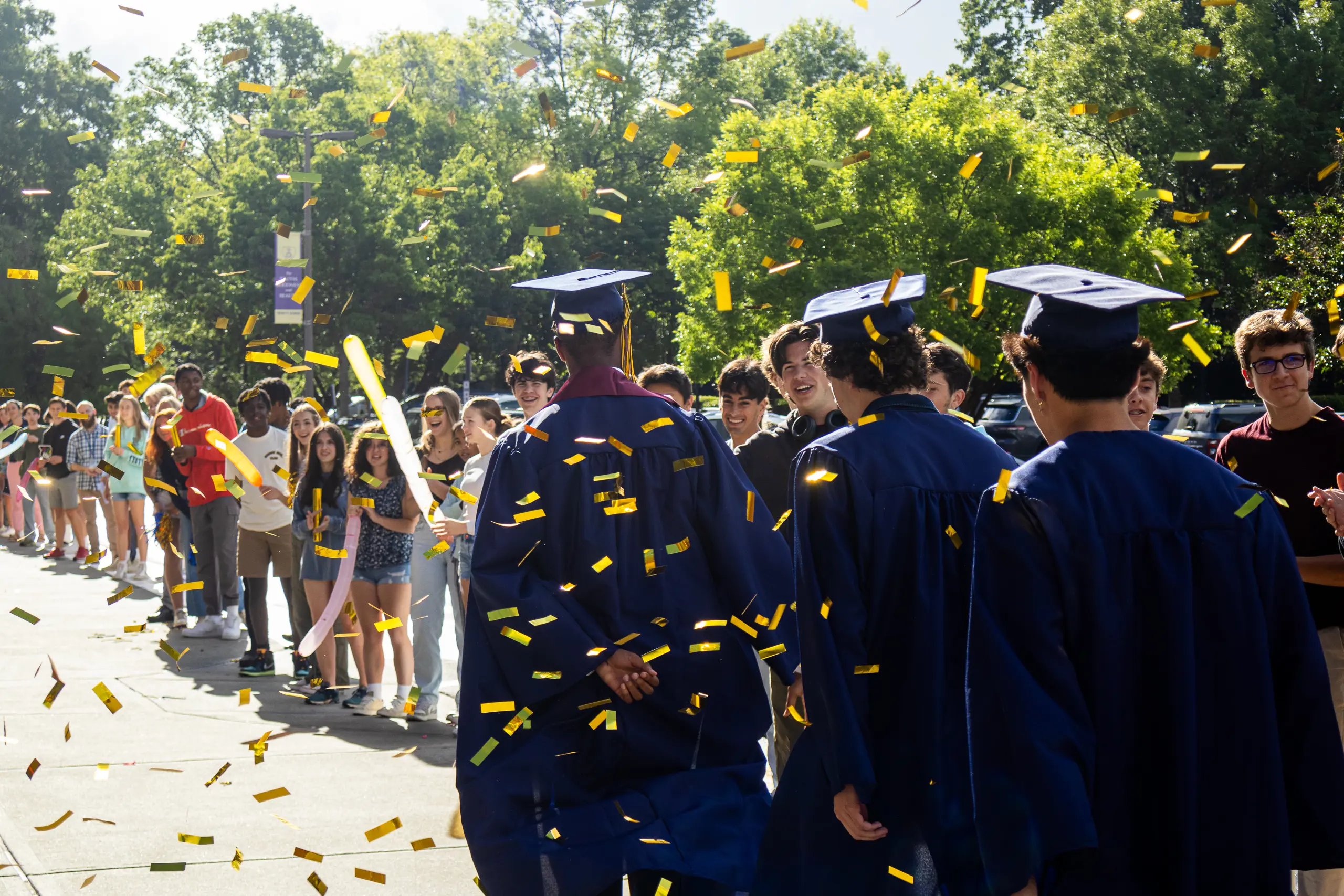 Group of upper school students on Senior Walk day.